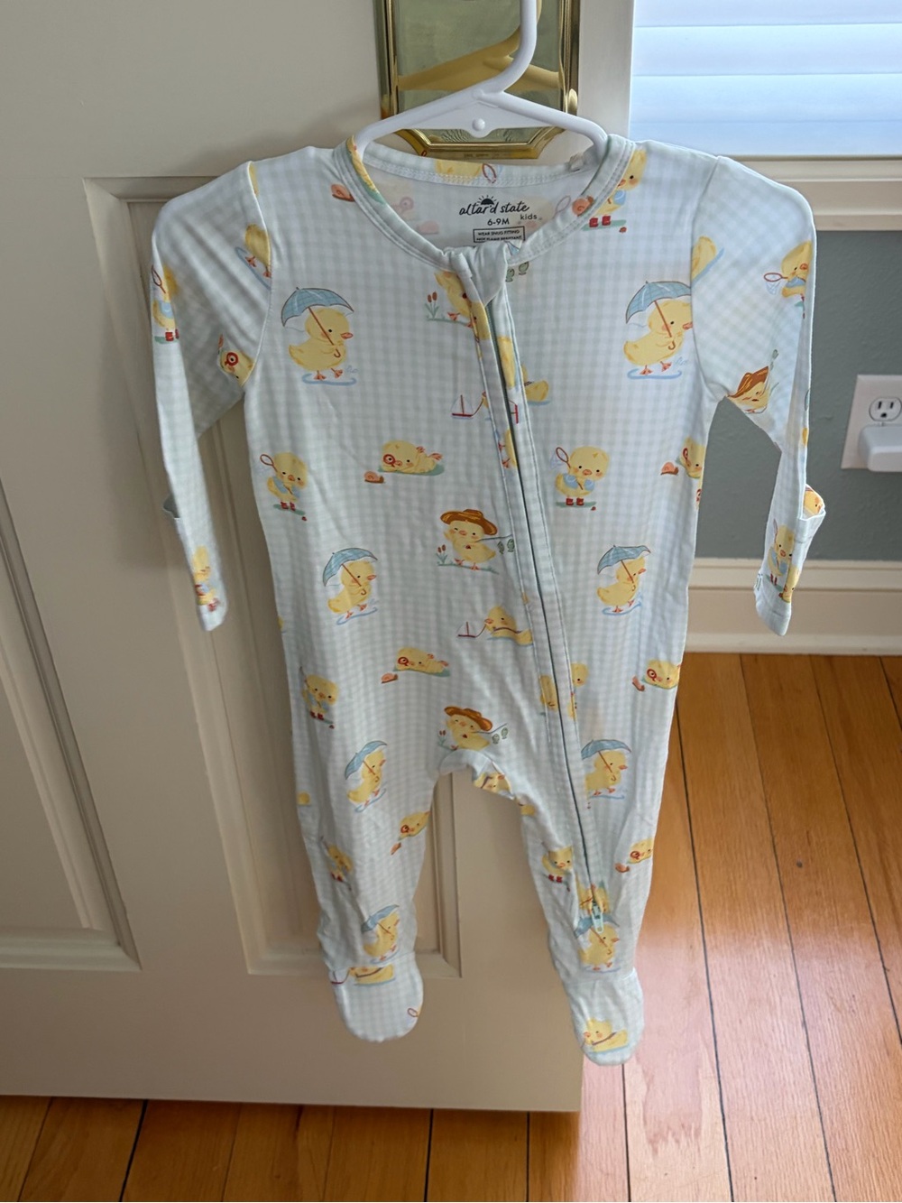 NWT Angel Dear/Altar'd State Kids Bamboo Gingham Duck Print Footie Pajama
